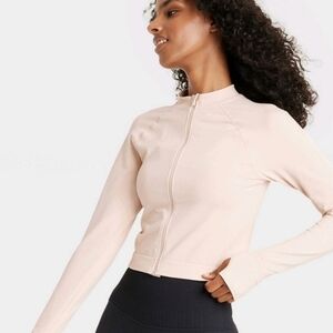 Women's Seamless Fitted Full Zip Jacket - JoyLab Cream XS